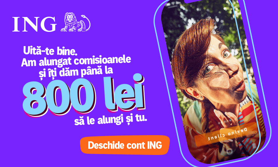 Vezi cum e viața la ING și primești până la 800 de lei testând serviciile băncii